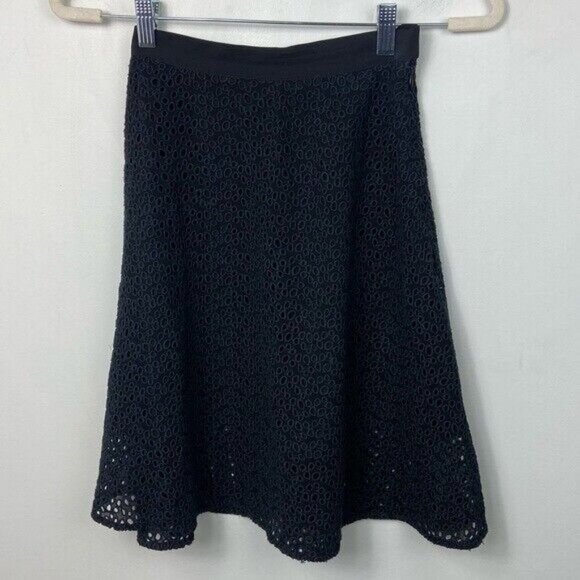 All Saints Black Lace A-Line Skirt Size 0 Broderie Anglaise Glesni Sanko Eyelet - Picture 3 of 7